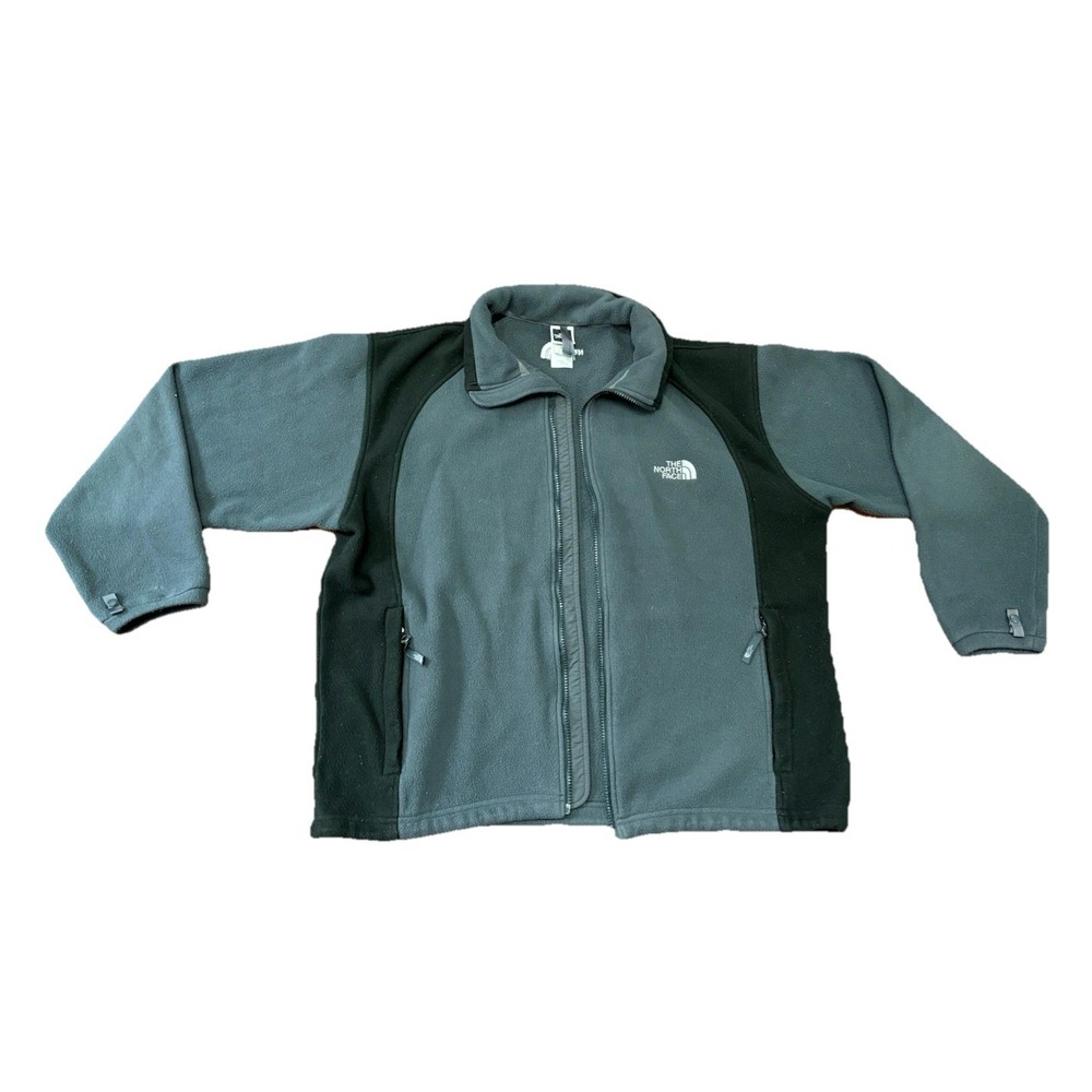 The North Face Mens Medium Fleece Jacket Gray Black Zip READ